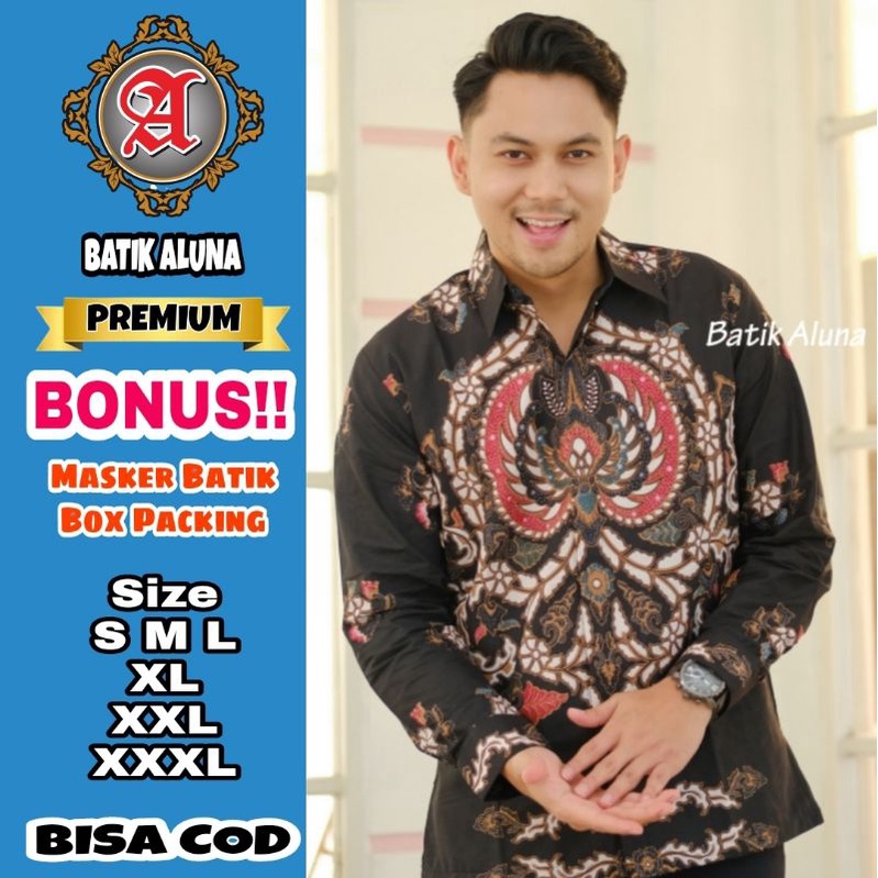 Baju Batik Pria Premium Lengan Panjang Full Furing Batik Solo Pekalongan Reguler Batik Aluna Baju Ke