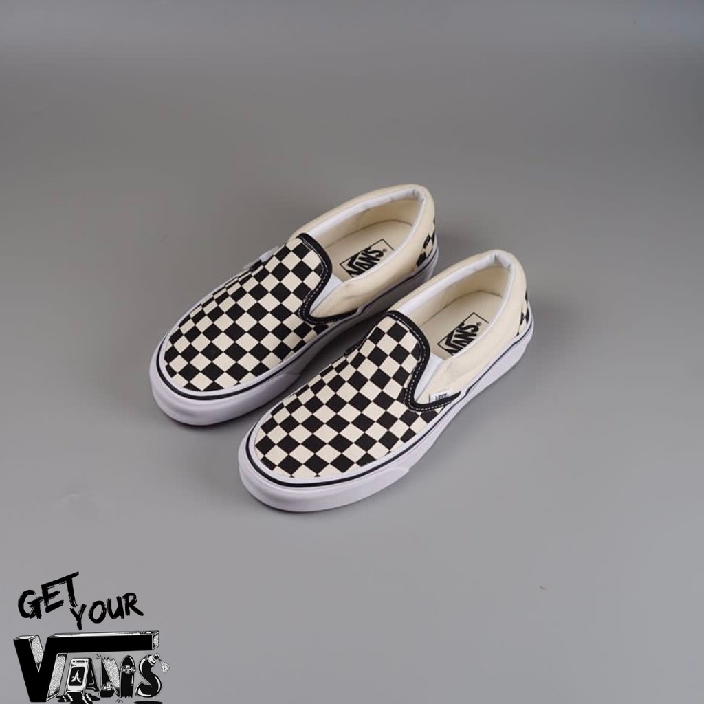 Vans Slip on Checkerboard Classic Black White Original 100% Bnib