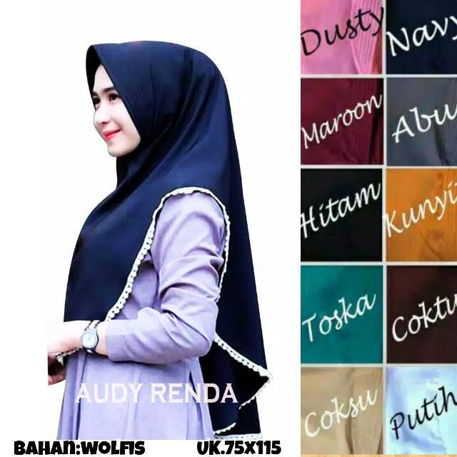 Hijab KHIMAR Hijab jumbo RENDA AUDY RENDA  Khimar Pet Jumbo RENDA TURKI JILBAB SYARI Pinguin