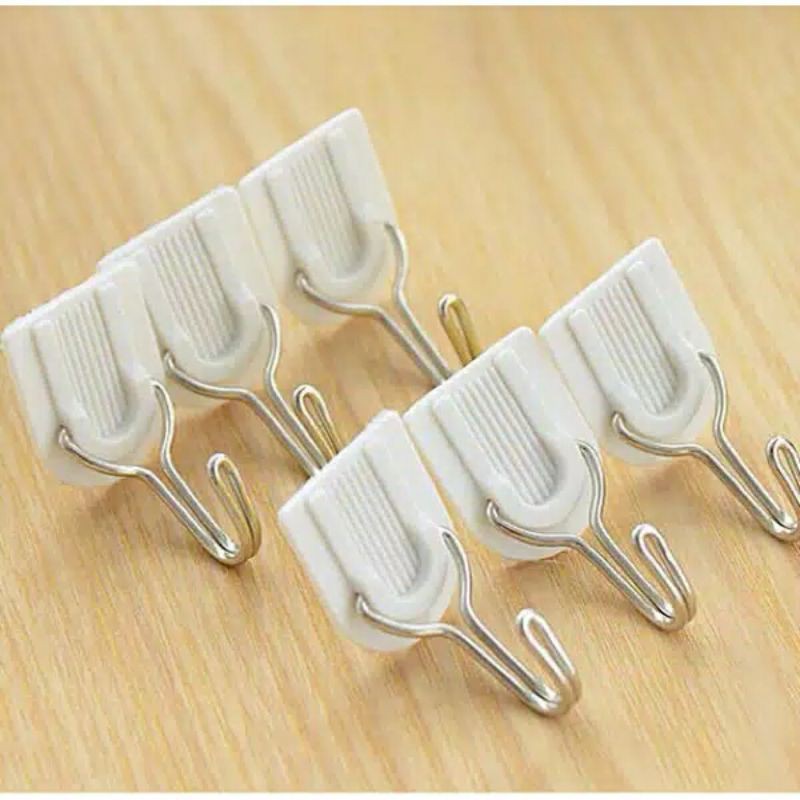 Gantungan Hook Baju Tempel Dinding Pintu 1 Set Isi 6 Pcs Sticky Hanger