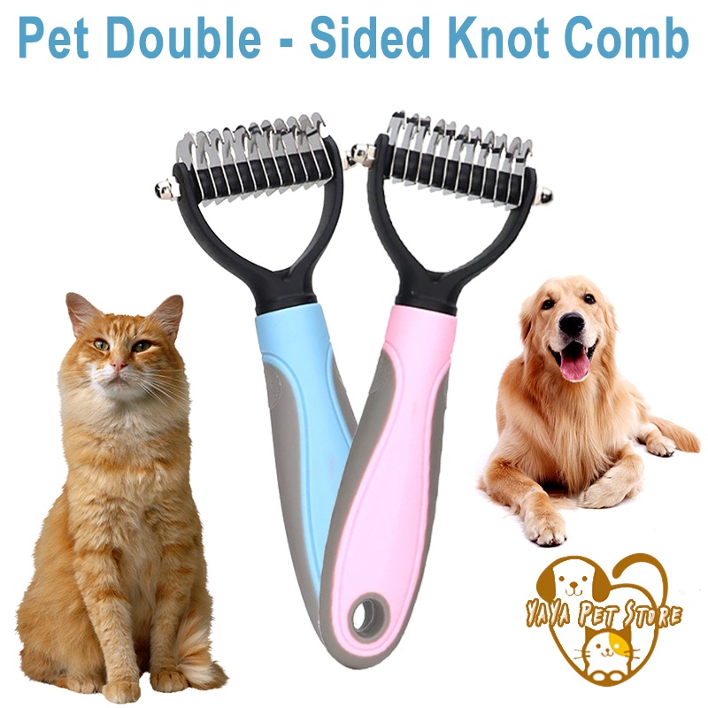 【Yayapet】 Comb Pet Sisir Bulu Kucing Dan Anjing Kucing Hewan Sisir Bulu Shedding Pengangkat Bulu Rontok Kucing Anjing Double Coat Pet Hair Removal Knife Comb