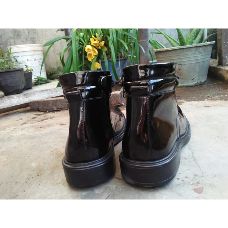 Sepatu pantofel pdh pria bahan kulit sapi asli warna hitam glosi kilap