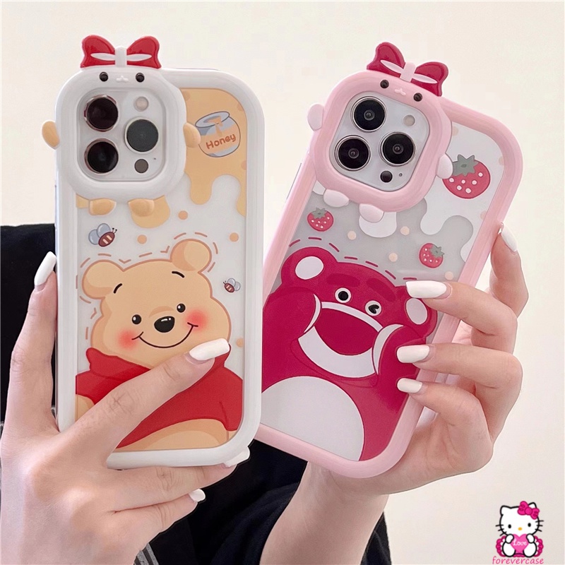 Soft Case Bahan TPU Desain Winnie The Pooh Strawberry Untuk Vivo Y35 Y22 Y12 Y15s Y01 Y50 Y30 Y11 Y33S Y21 Y12i Y17 Y20i Y12s Y20 Y21 Y21 Yt Y21S Yt1S Y33S Y21S Y21T