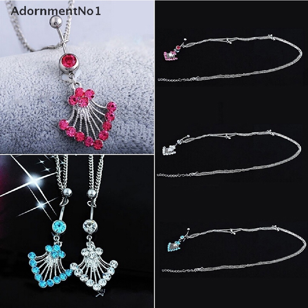 (AdornmentNo1) Anting Tindik Perut / Pusar Aksen Kristal + Berlian Imitasi Untuk Perhiasan Wanita