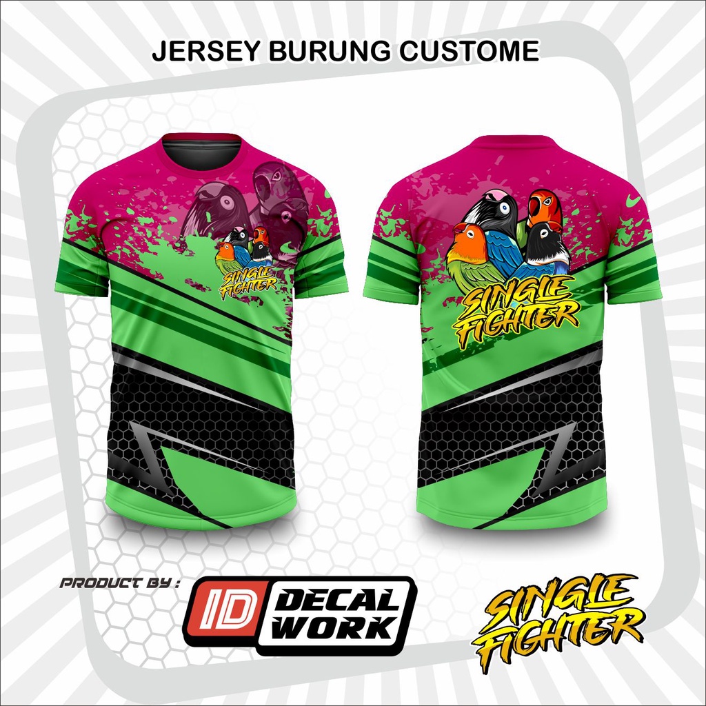 kaos jersey custome single fighter / kaos burung single fighter ready / kaos hobi burung lovebird, k