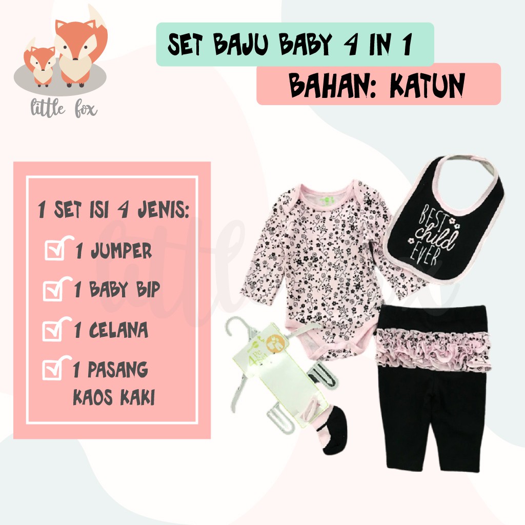 [ IMPORT] SETELAN PREMIUM BAJU BABY / BAYI 1 SET ISI 4 JUMPER BAYI SET ISI 4 / ROMPER BABY KATUN