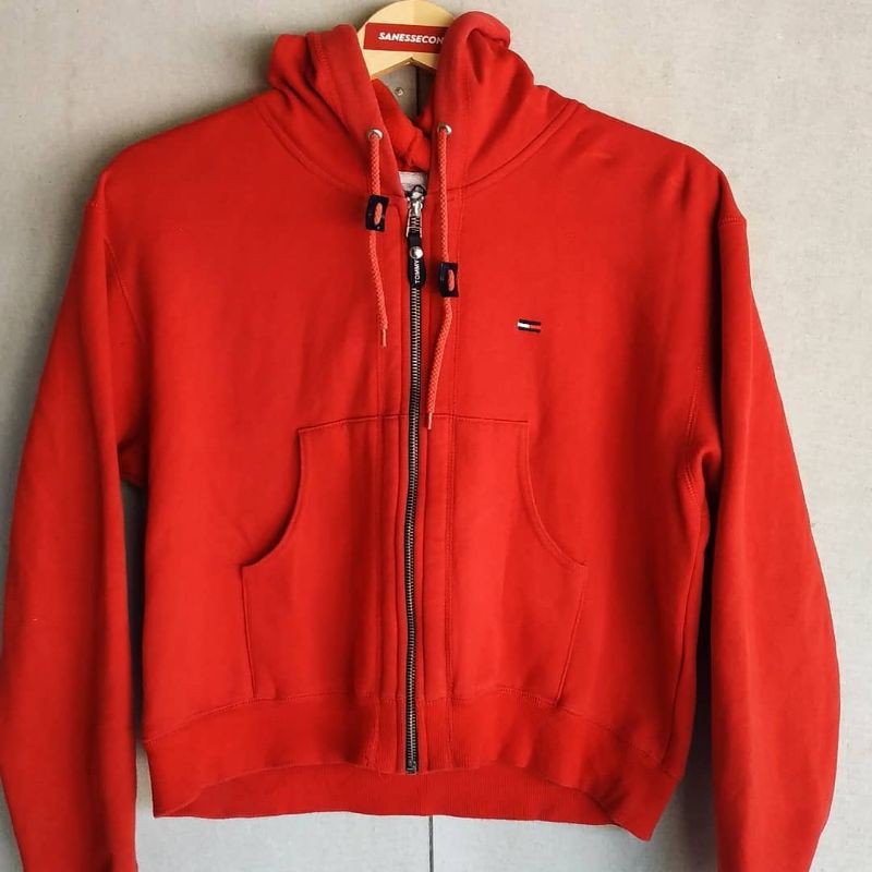 JACKET ZIP HODIE TOMMY HILFIGER JEANS RED ORIGINAL SECOND BRANDED
