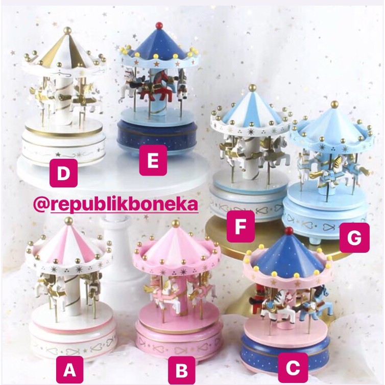 KOTAK MUSIK UNICORN MELODY MUSIC BOX CAROUSEL KOMIDI PUTAR KUDA