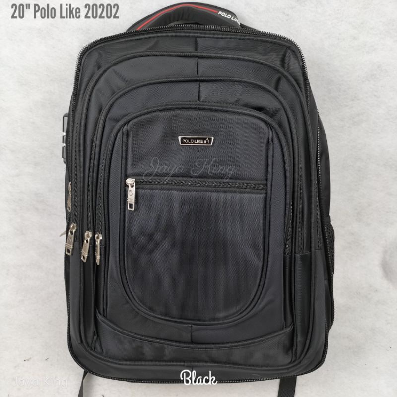 Ransel Laptop USB Polo Like 20 Inch Jumbo Lock Kombinasi Expand Tas Sekolah Kerja Pria