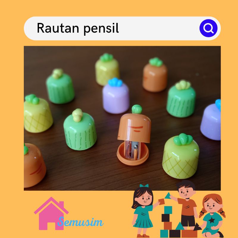 

rautan pensil bentuk sayur imut