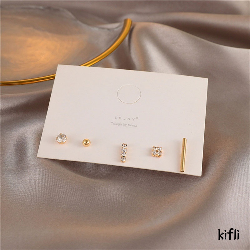 5pcs/1 SET Anting Tusuk,Lima Potong Ukuran Kecil,Gaya Elegan,Aksesoris Fashion