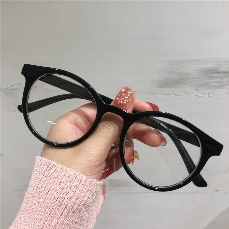 Roselife Replaceable Anti-blue Light Round Frame Clear Lens Eyeglasses Women Spectacles Eyewear