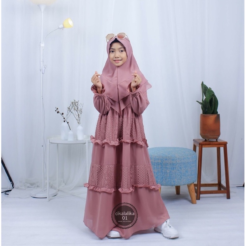 SET GAMIS ANAK BRUKAT MALIKA SUSUN