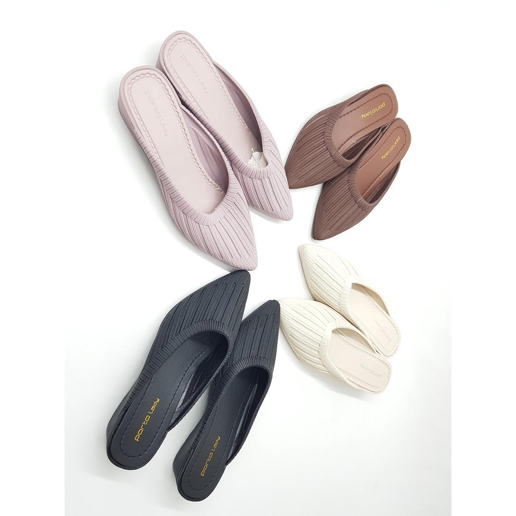 Sepatu Wanita Porto Flat Shoes Wanita Terbaru 2020 Balena Jelly Kekinian Porto Korea Murah Mules Fla