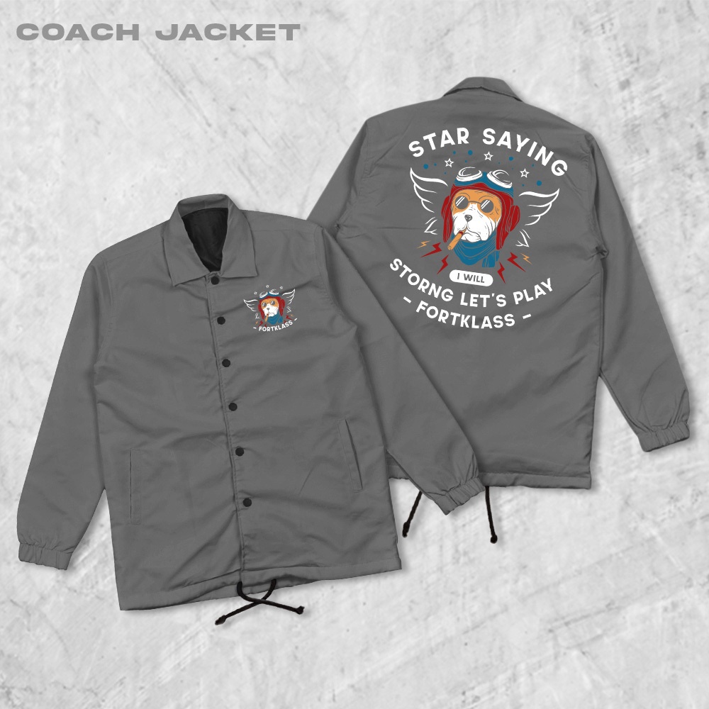 FORTGLASS BULLDOG Coach Jaket Pria Outwear Unisex Parasut