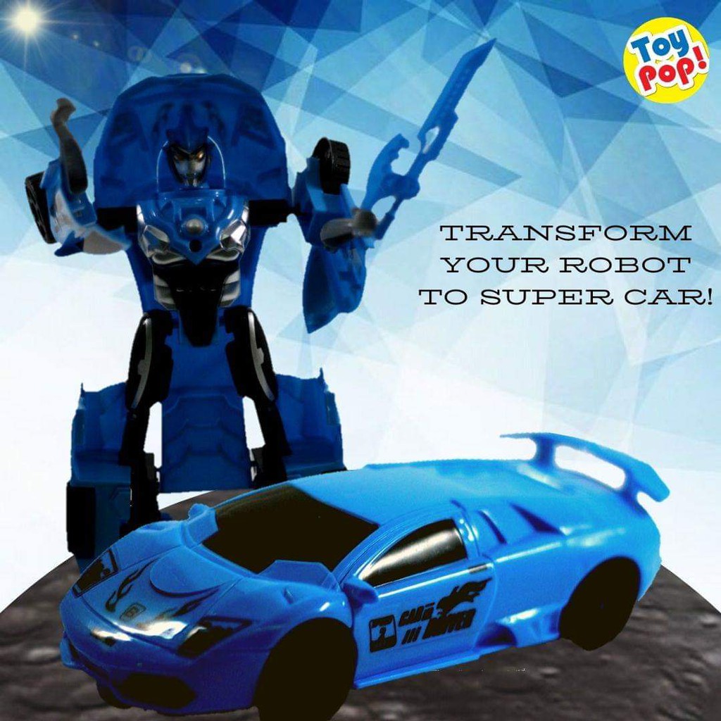 Mainan robot ultraman transformation BIRU bisa berubah bentuk mobil