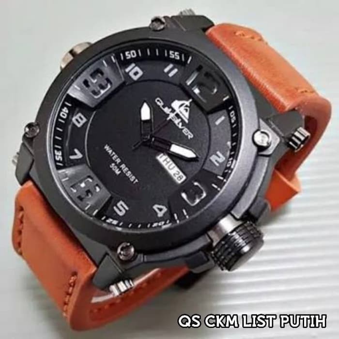 Jam Tangan Pria / Cowok Quiksilver Number Daydate Leather