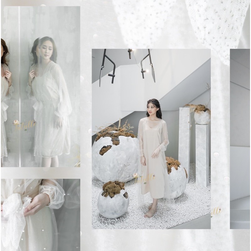 𝙏𝙪𝙩𝙪𝙡𝙡𝙚 Pearlie Robe Nude Wedding Robe Pengantin Kimono Wedding Kimono Pengantin