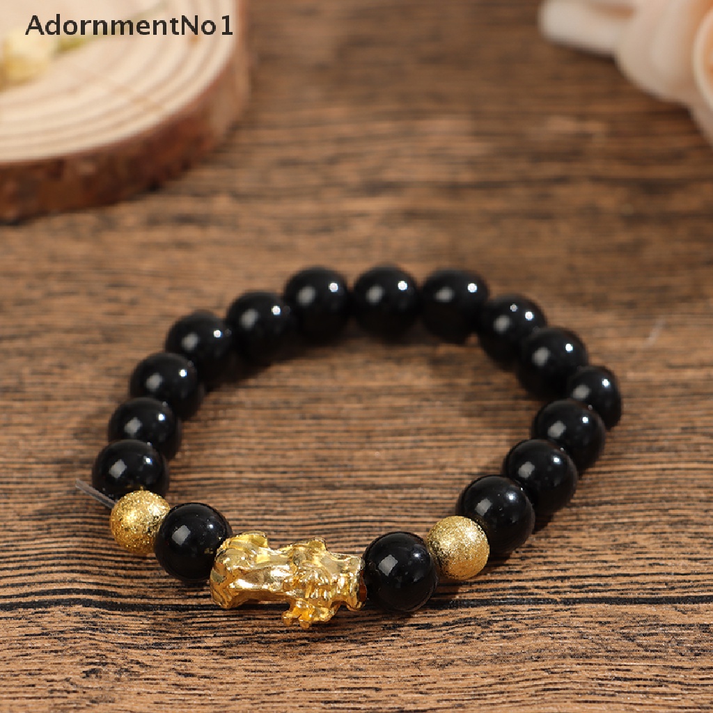 (AdornmentNo1) Gelang Manik Batu Obsidian Feng Shui Untuk Pria / Wanita