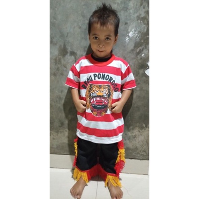 Setelan baju anak motif reog ponorogo murah / kaos reog anak ponorogo