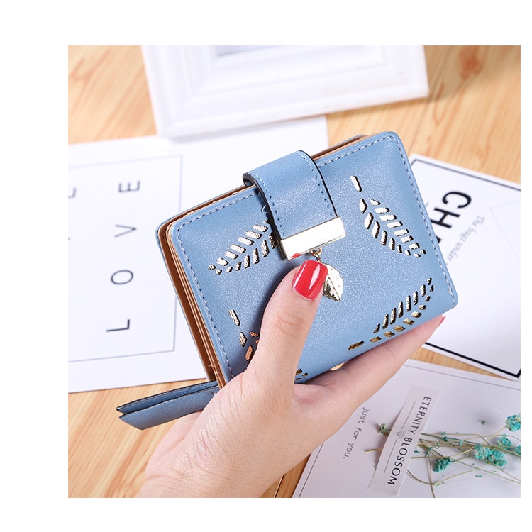 Khatinstore Dompet Uang Pendek Motif Daun Tembus / Dompet Wanita Import Remaja Kekinian Terbaru 2022 / 174