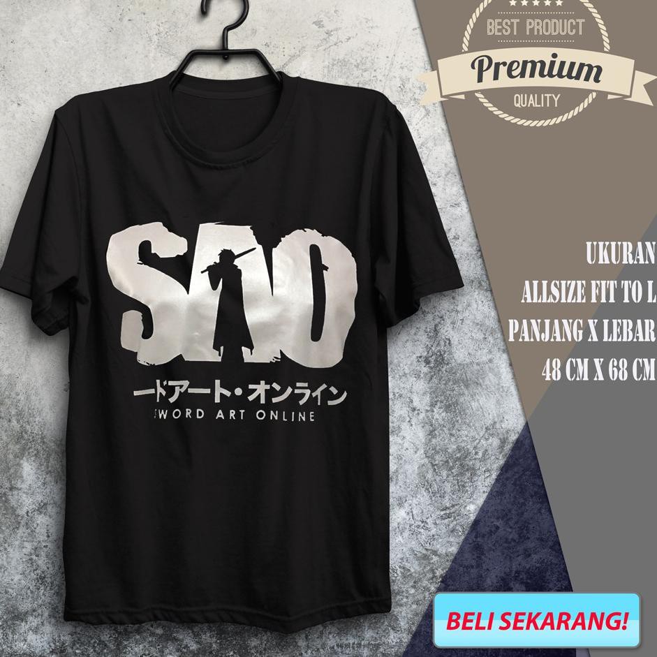 [ TERPOPULER ] Jual Pakaian Cowok Pria Kaos Baju Anime SAO PEDANG Paling Laris