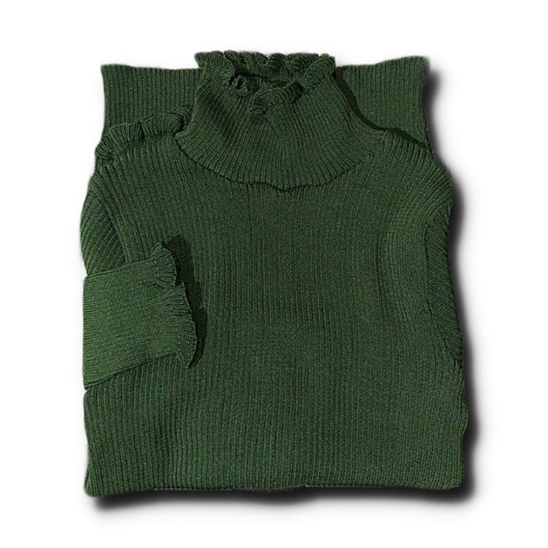 DAISY CURLY SWEATER | TURTLENECK KRIWIL LENGAN PANJANG | SWEATER KRIWIL-Army