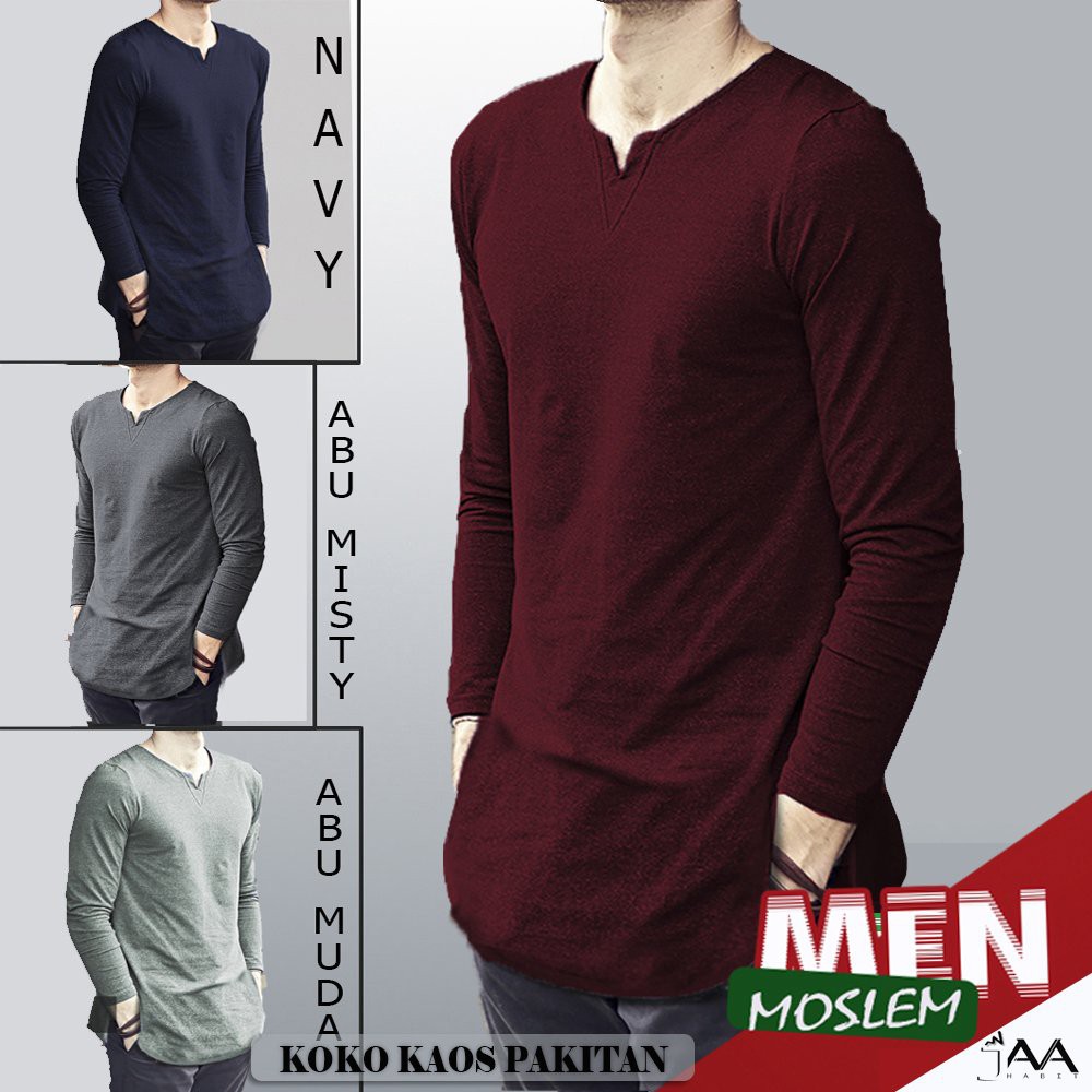 [BISA COD] Gamis Pria Lengan Panjang - Gamis Kaos Longline Ikhwan - baju koko gamis kurta