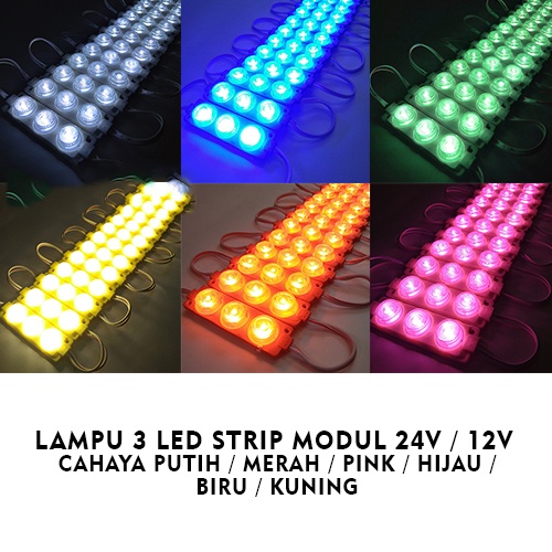 Lampu Led Modul 3 Mata Besar Dc 12V / 24V Variasi Lampu Mobil Motor Module