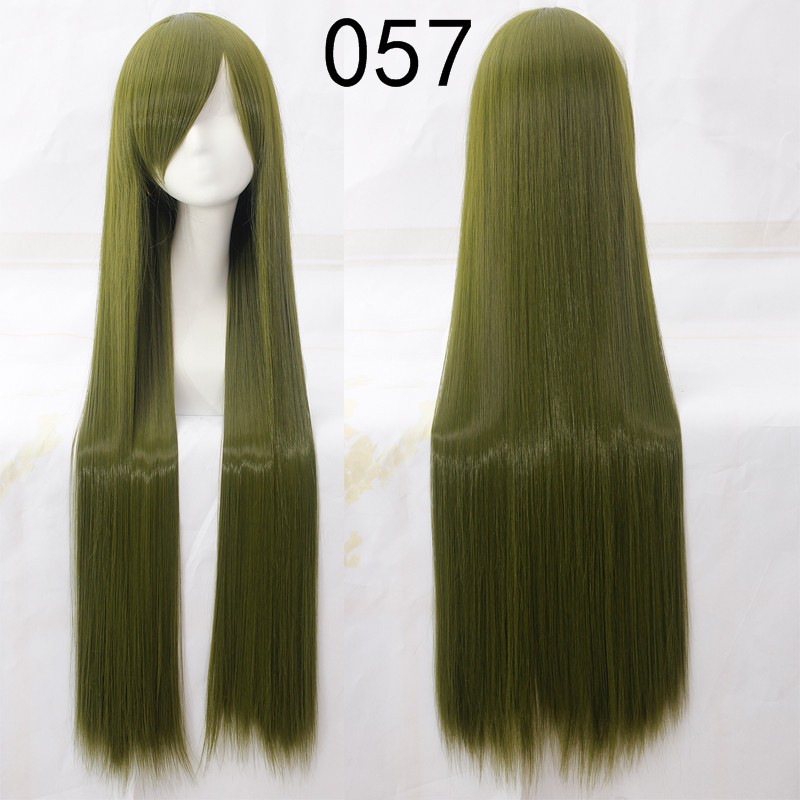 099 DARK wig base 100 cm lurus wanita cosplay rambut palsu daily lolita hitam putih abu ash brown