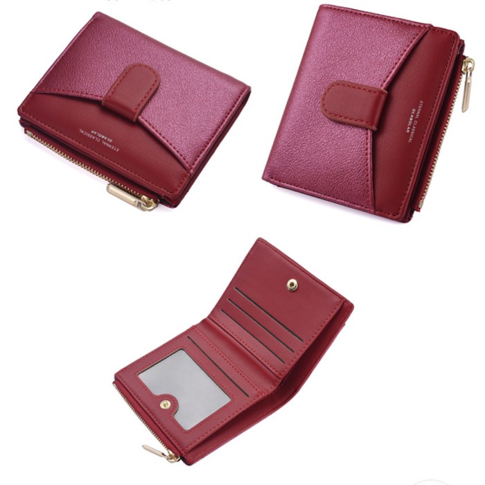 DOMPET WANITA DOMPET KECIL LIPAT 809 DOMPET UNIK CUTE DOMPET CANTIK - Red