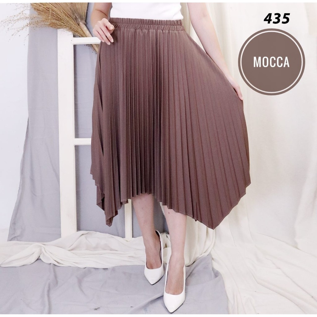 ROK PLISKET MURAH 435 LUVALINE PRISKET PANJANG PLEATED SKIRT FLARE SKIRT MAYUNG FLOWY REMPEL