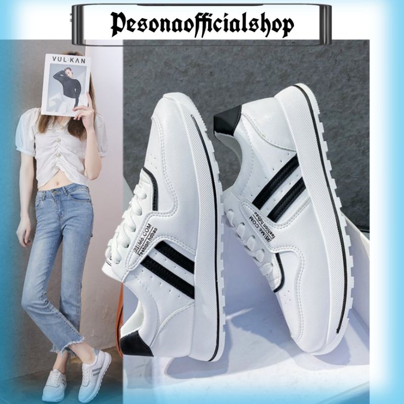 COD POS D500 Sepatu Sneakers Wanita Import Casual Sport Sepatu Kanvas Putih