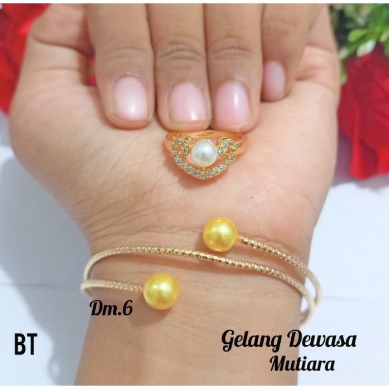 Gelang Dewasa Mutiara free Cincin Mutiara Gold dan Silver limited edition (COD)