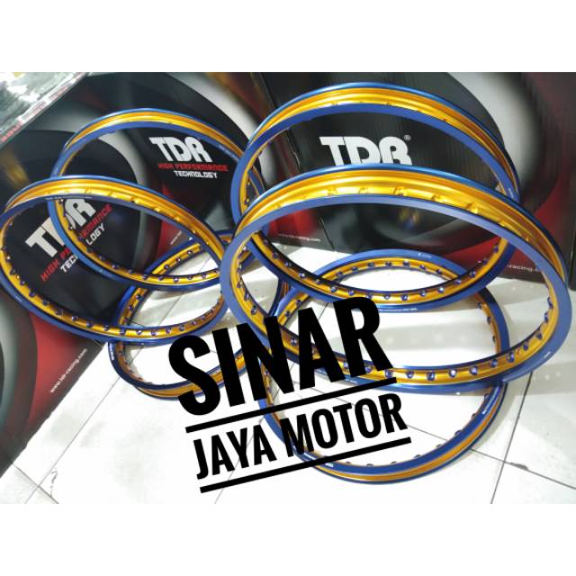 Velg pelek pelak tdr w shape 140 140 17 set  blue gold ukuran 140/140/17