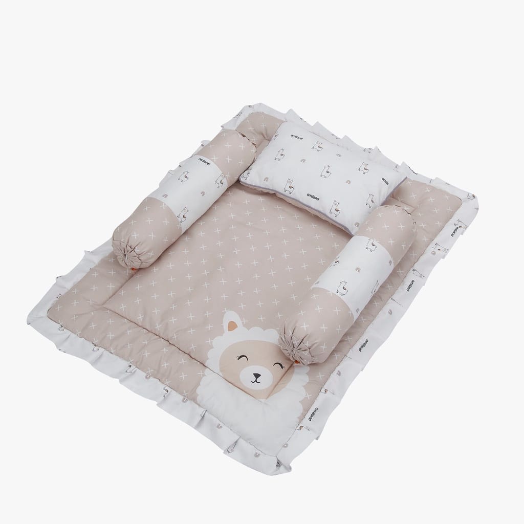 MOMS_ Omiland Baby Mattress Matras Bayi Set Bantal + Guling Motif Alpaca Series - OB24204