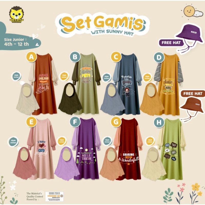 SET GAMIS WITH SUNNY HAT ARK'S STYLE / GAMIS ARK'S STYLE TERBARU