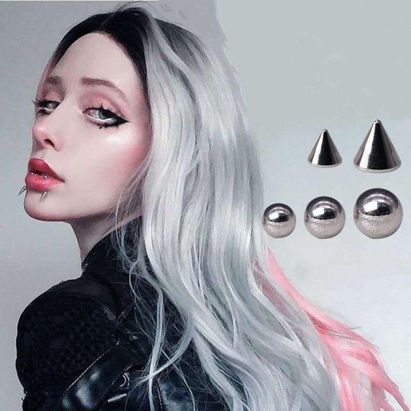 1set 3metersm-6mm Hidung Palsu Cincin Dimple Stiker Stainless Steel Bibir Studs Wajah Tanpa Tindik Tubuh Perhiasan Unisex