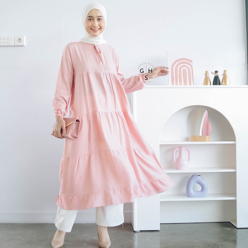 (DBY) GAMIS RACHEL TESSEA ZAMZAM DAILY LONG TUNIK MUSLIM REMPEL DRESS RAYON