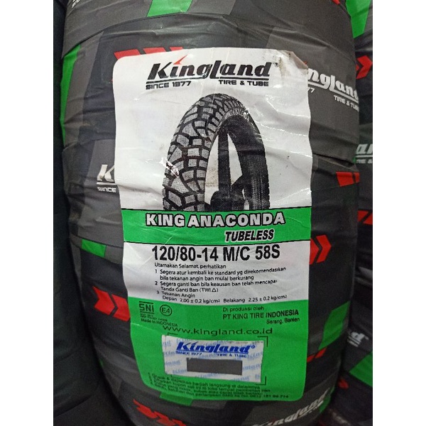 BAN KINGLAND KING ANACONDA 120/80-14 TUBELESS BAN MOTOR MATIC BAN PCX BELAKANG VARIO 125