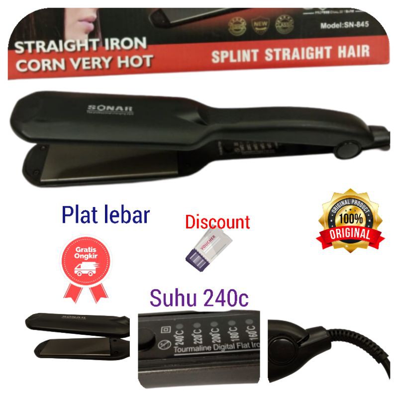 catokan rambut sonar sn-845 alat catok rambut lurus murah plat lebar catokan bagus