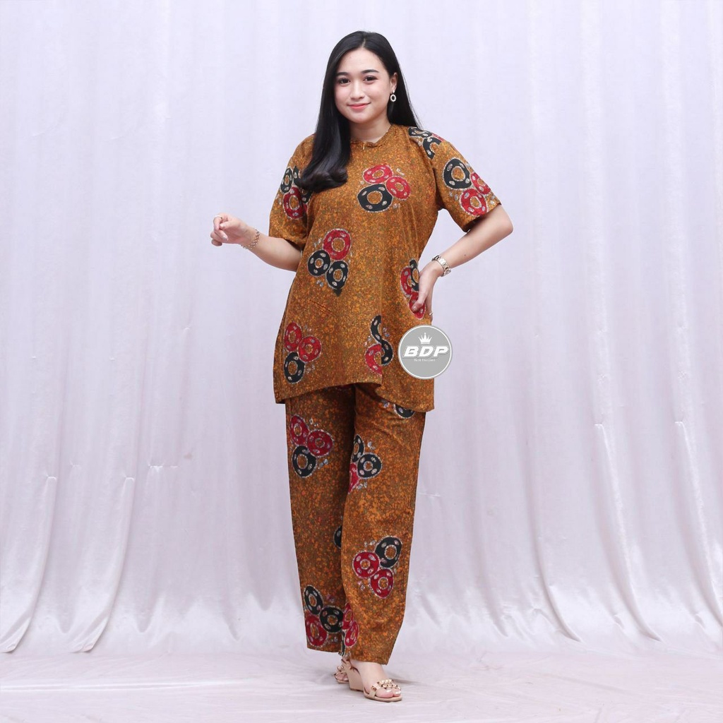 TERBARU | SETELAN BAJU TIDUR PIYAMA BATIK CAP |RAYON GRADE A  |  BAJU TIDUR PIYAMA BUSUI RESLETING DEPAN-5