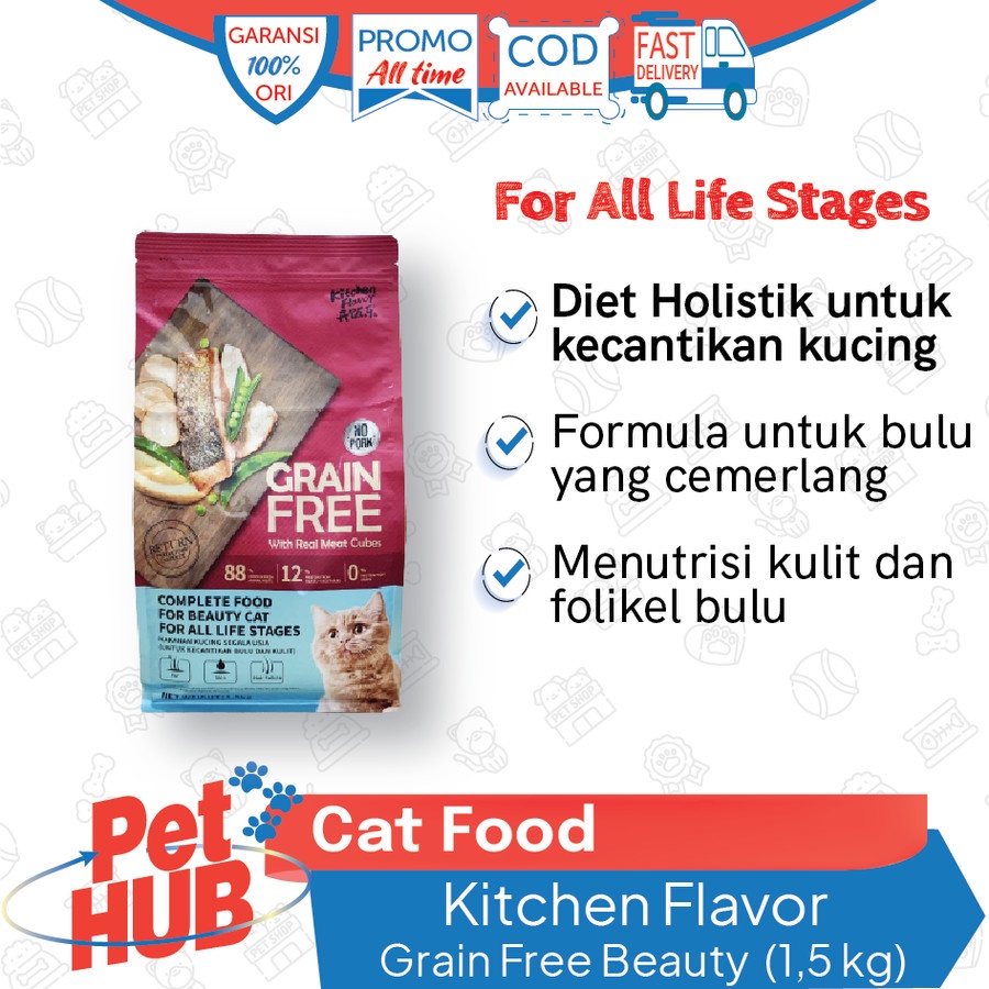 Makanan Kucing / GRAIN FREE Cat Food / Kitchen Flavor KF Beauty 1.5 Kg
