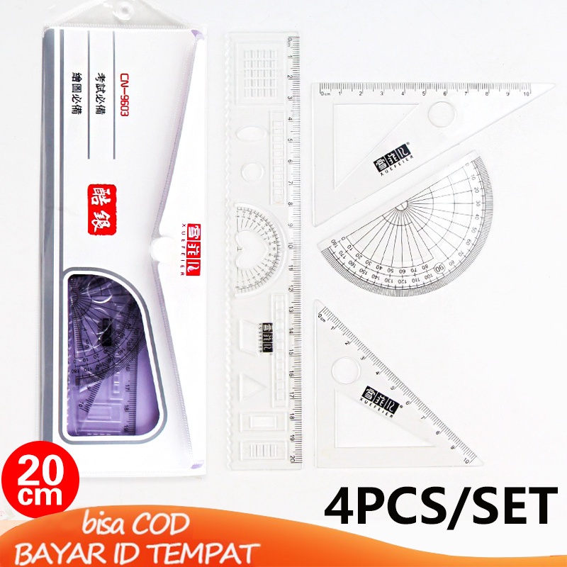 

COD❤️ 4PCS/SET Lurus Penggaris 20cm/15cm Menggambar Set Penggaris Empat Potong Set Alat Tulis Penggaris Sekolah Dasar Siswa Sekolah Penguasa Anak laki-laki perempuan Korea Murah Impor