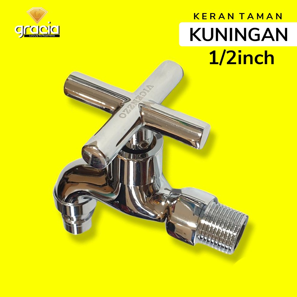 Kran Air Tembok / Taman Kuningan 1/2inch / Keran Air Kuningan 3/4inch / Kran Bahan Kuningan / Kran Cabang Kuningan