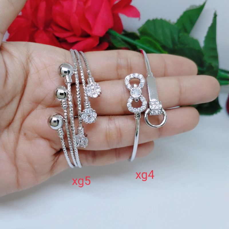 Gelang Tangan Fleksibel Bangle Silver Wanita Titanium Xuping Perhiasan Aksesoris Fashion Lapis Emas Anti Karat