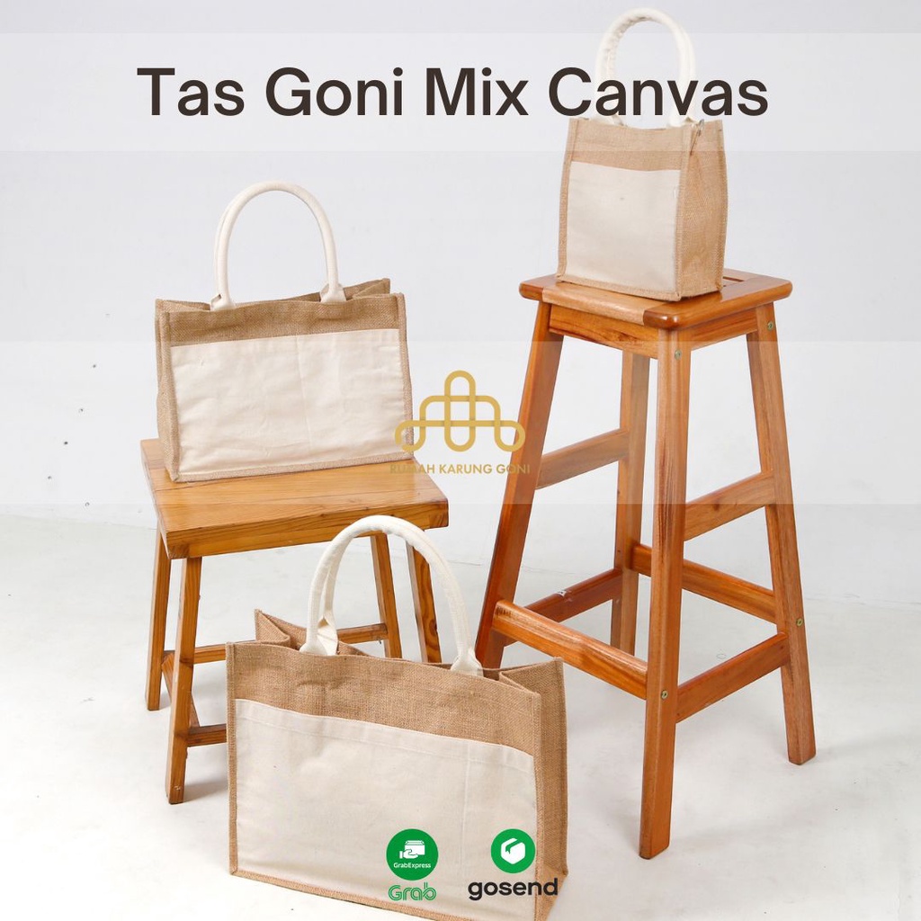 Totebag FAGU Goni - Tas Goni Kombinasi Canvas - Tas Aesthetic Eco Friendly