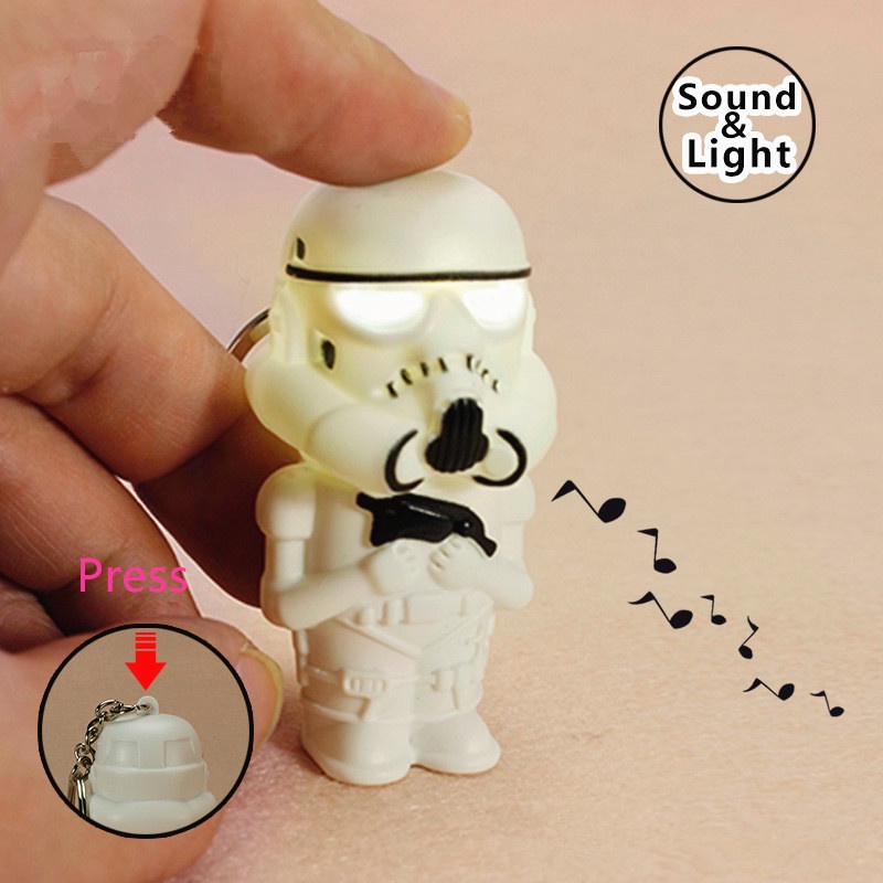 1pc Gantungan Kunci Bentuk Stormtrooper Star Wars Dengan Lampu LED Dan Suara