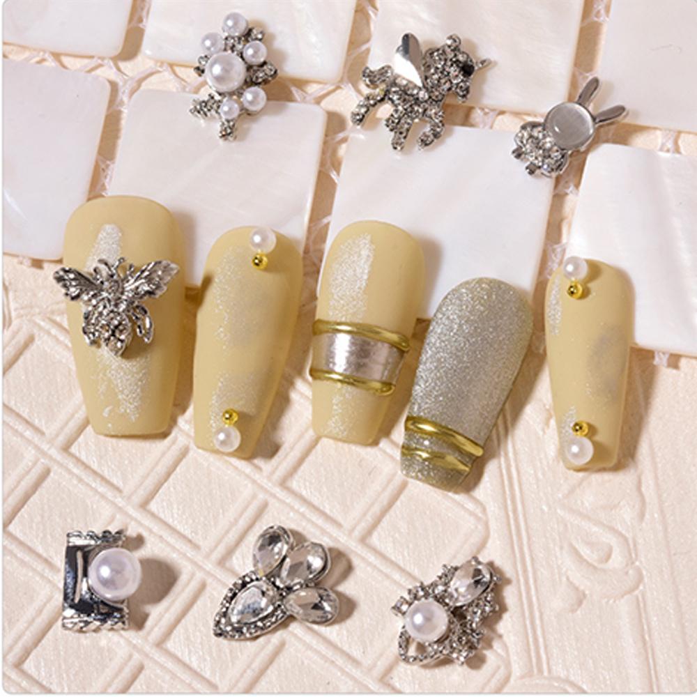 MXBEAUTY Alloy Nail Art Dekorasi Mewah 2Pcs Charms Zircons Shiny Crystal Nail Jewelry