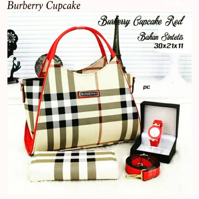 tas burberry merah